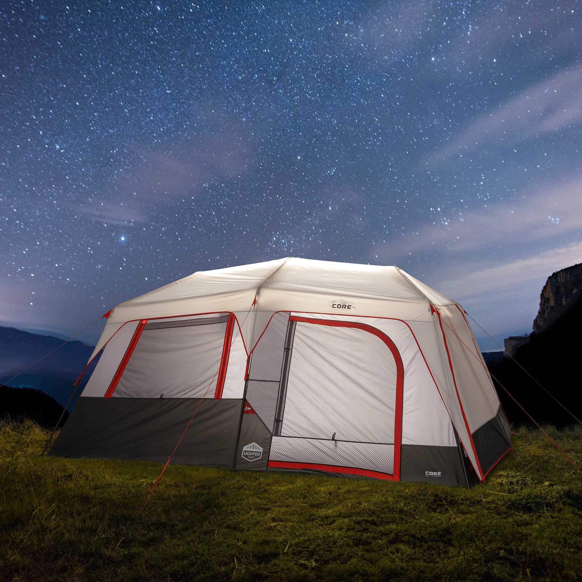 10 Person Lighted Instant Cabin Tent with Awning - Image 2