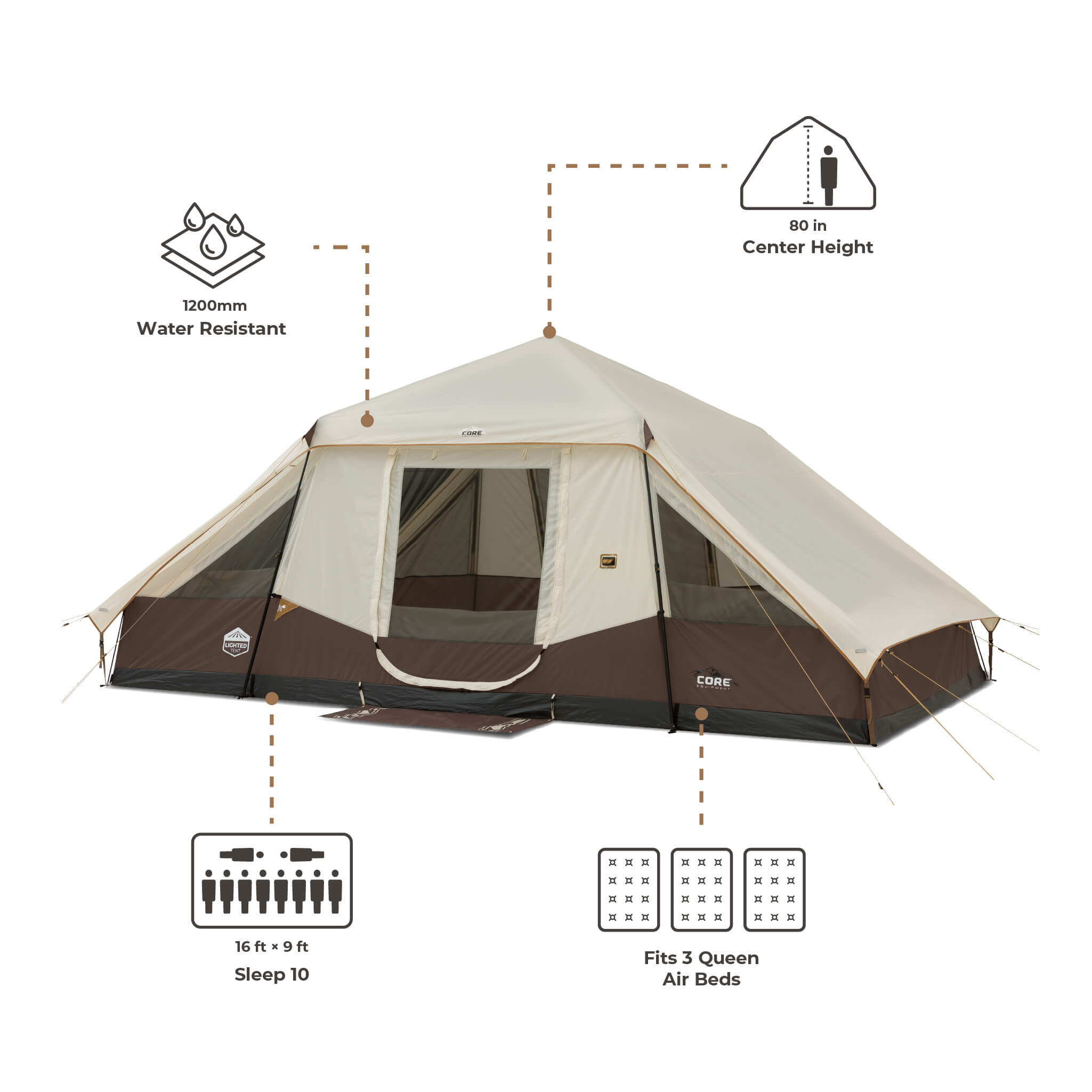 10 Person Lighted Instant Pyramid Tent - Image 3
