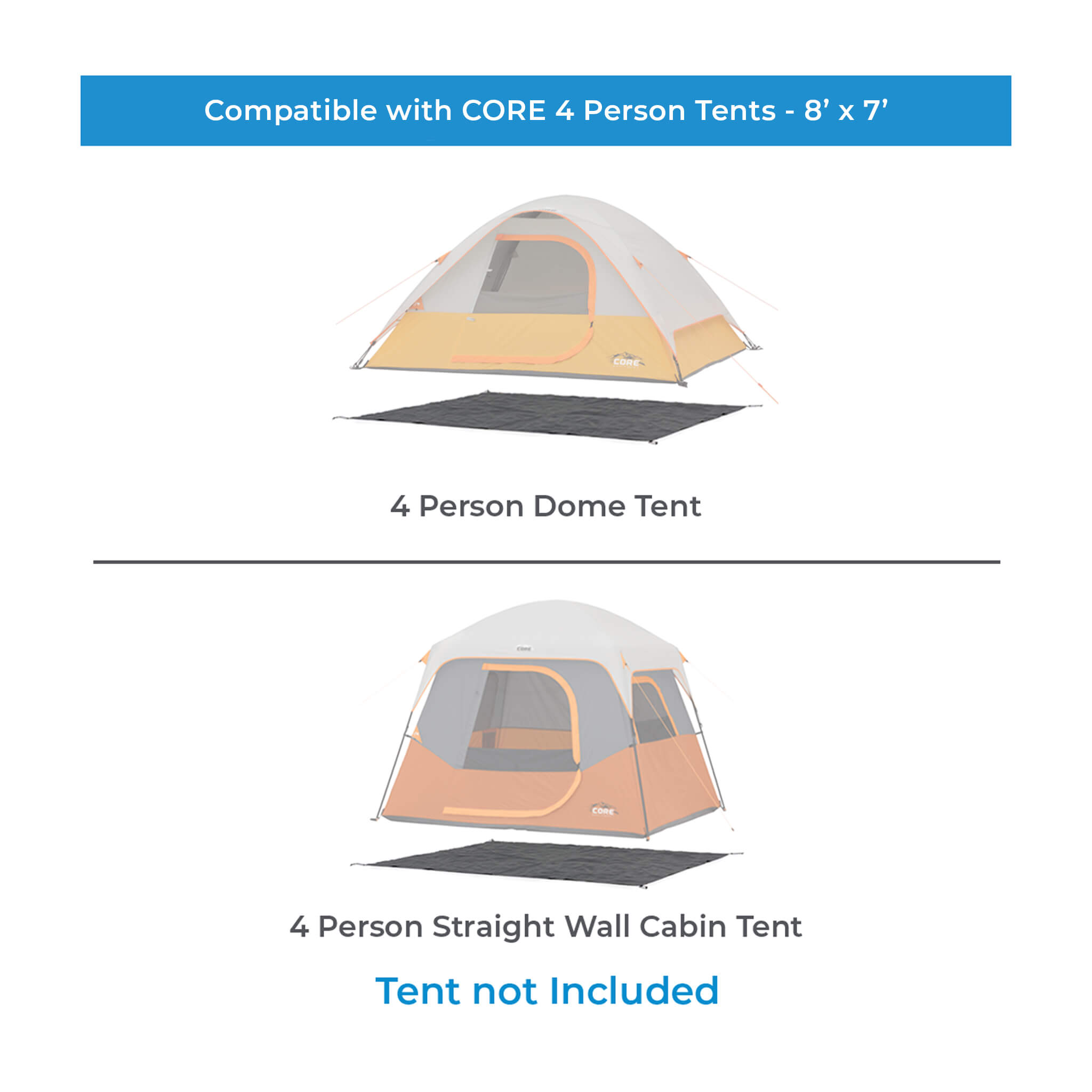 4 Person Tents - 8' x 7' Footprint & Outdoor Tarp - Image 2