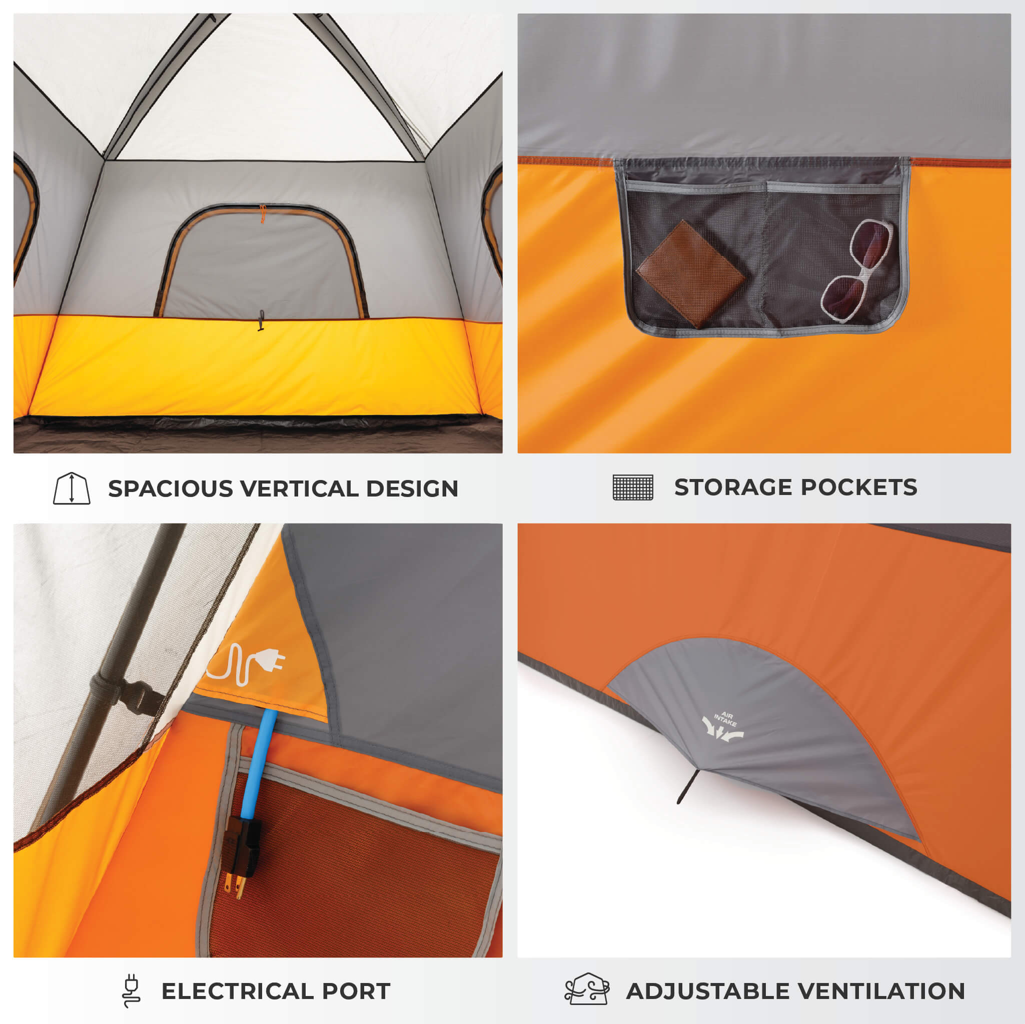 6 Person Straight Wall Cabin Tent with Screen Room - Image 6