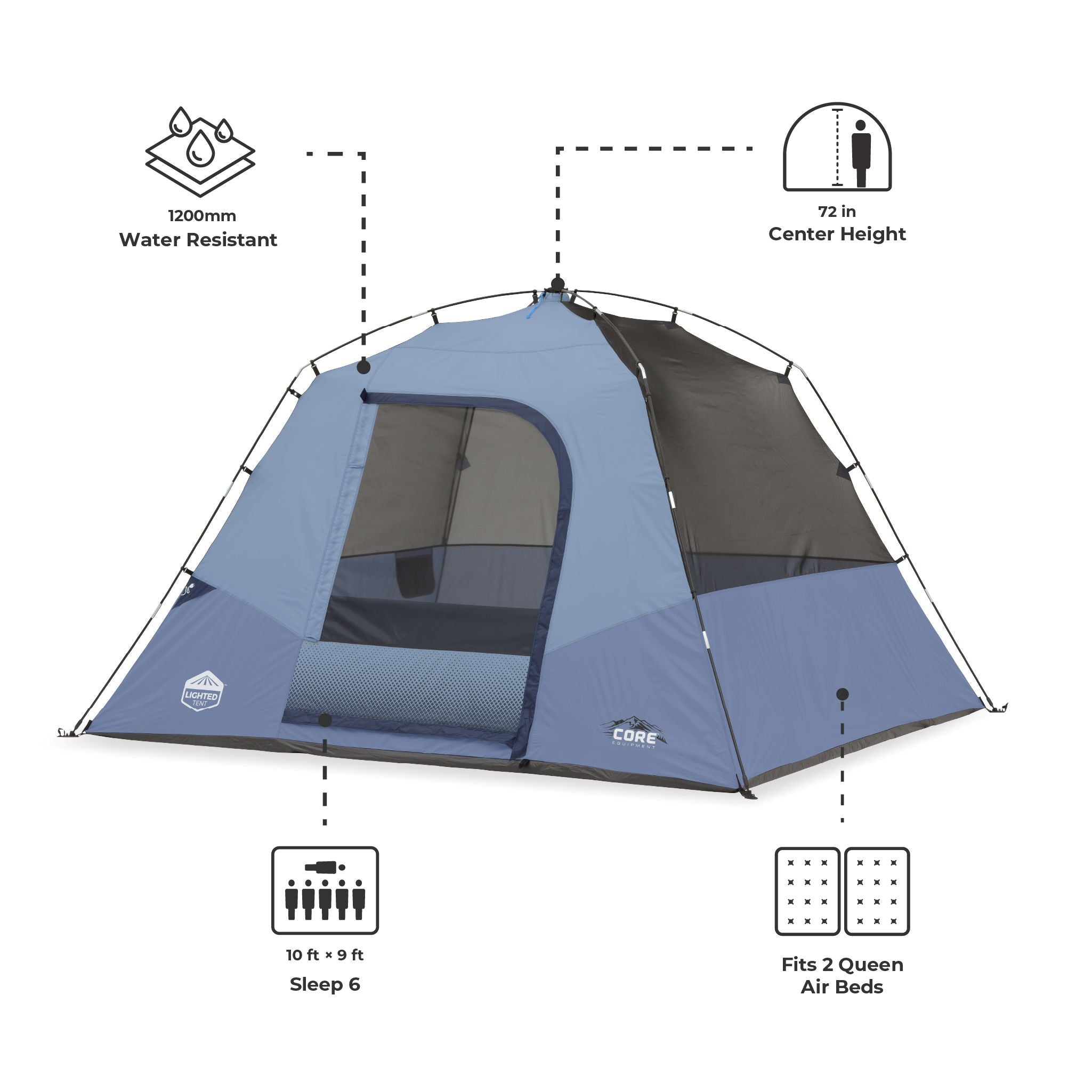 6 Person Lighted Dome Tent - Image 3