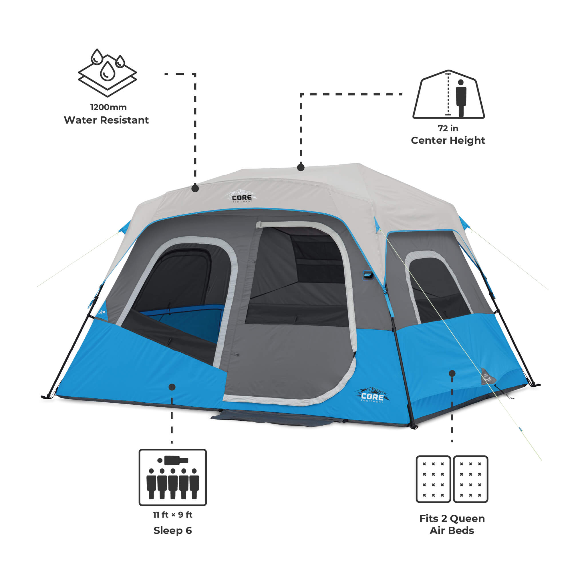 6 Person Lighted Instant Cabin Tent - Image 3