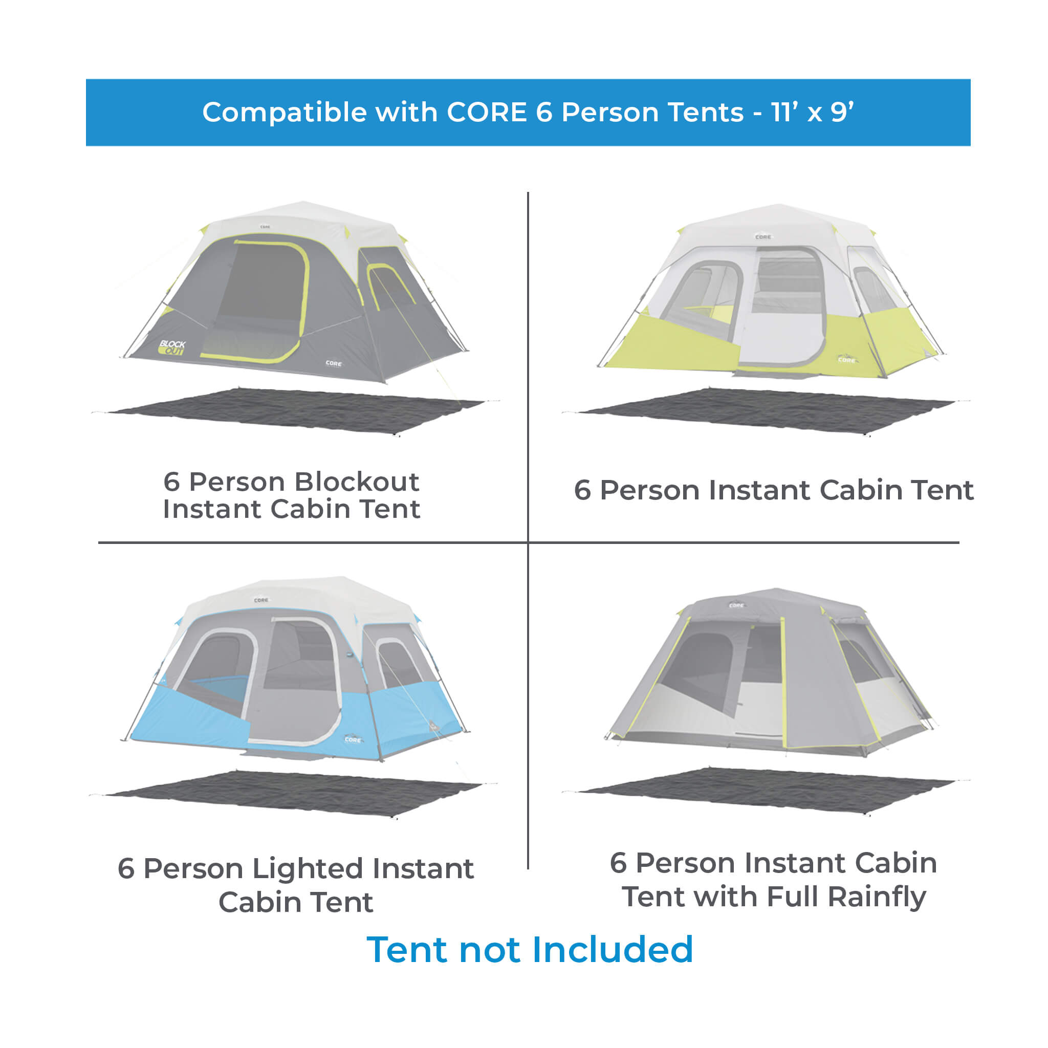 6 Person Tents - 11' x 9' Footprint & Outdoor Tarp - Image 2